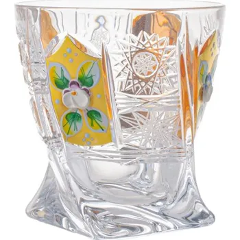 Sklenice Broušená sklenice, Quadro, Zlatá, Royal Crystal, 340 ml, 6 ks