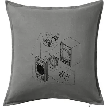 Polštář Nákres Reproduktoru - Polštář 50x50 - 50x50 - Včetně výplně ( Tmavě šedý melír )