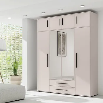 Šatní skříň MAXIONE k | šatní skříň SZ4D2SZ + nástavec | se zrcadly | 197,6 cm | kašmír