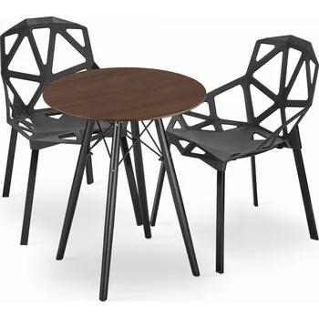 Jídelní set Sada kulatý stůl TODI 60 jasan + 2 židle ESSEN černé