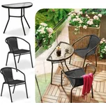 Crossheim C25006 Set Půlkulatý stůl + 2 židle PE rattan, černý