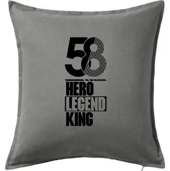 Polštář Hero, Legend, King x Queen 1958 - Polštář 50x50 - 50x50 - Pouze potah ( Tmavě šedý melír )