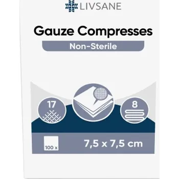 Zdraví LIVSANE Nesterilní gázové kompresy 7.5x7.5cm 100ks