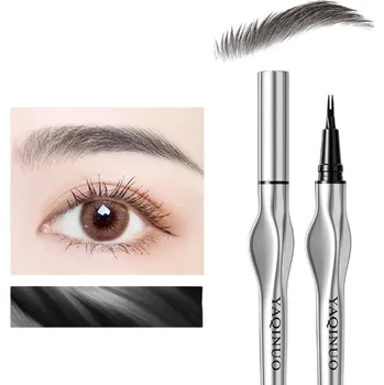 Tužka na obočí Dvojhrotá tekutá tužka na obočí 1 ml Voděodolná dlouhotrvající fixa ve dvou odstínech Přesná aplikace pro přirozené zvýraznění obočí Gray Black