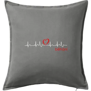 Polštář Moje srdce bije pro běhání - Polštář 50x50 - 50x50 - Včetně výplně ( Tmavě šedý melír )