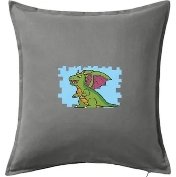 Polštář Gamer - stará hra - drak - Polštář 50x50 - 50x50 - Včetně výplně ( Tmavě šedý melír )