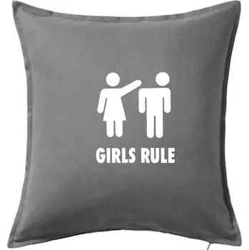 Polštář Girls rule - Polštář 50x50 - 50x50 - Včetně výplně ( Tmavě šedý melír )