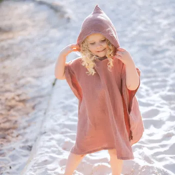 Dětské mušelínové pončo / tmavě pudrové