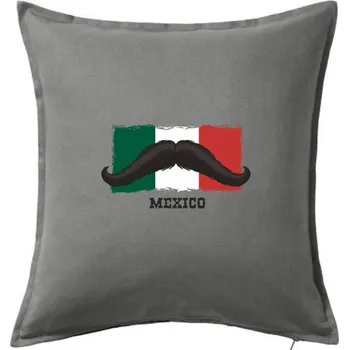 Polštář Mexiko vlajka - Polštář 50x50 - 50x50 - Včetně výplně ( Tmavě šedý melír )