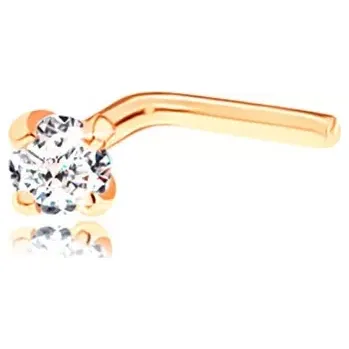 Piercing Piercing ve žlutém 14K zlatě, zahnutý tvar - kulatý diamant čiré barvy, 2 mm