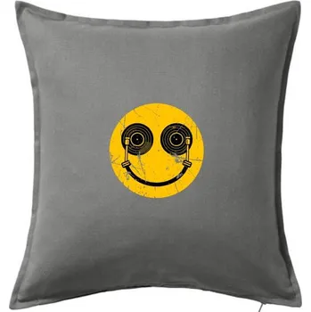 Polštář DJ smile - Polštář 50x50 - 50x50 - Včetně výplně ( Tmavě šedý melír )