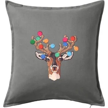Polštář Vánoční jelen - Polštář 50x50 - 50x50 - Pouze potah ( Tmavě šedý melír )