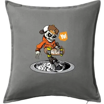 Polštář Skate nad kanálem - Polštář 50x50 - 50x50 - Pouze potah ( Tmavě šedý melír )