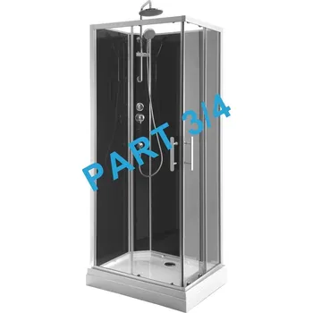 Aqualine GRANVIK sprchový box 700x900x2180mm komponent 3/4 zadní tmavé sklo 19-070-09-12-00