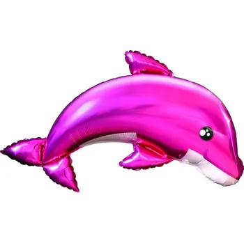Party dekorace Foliový balonek Lesklý růžový delfín - 95 x 60 cm