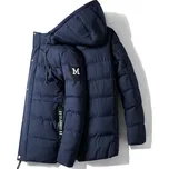 Zimní pánská bunda s kapucí a silnou podšívkou z flísu Barva: Modrá, Velikost: 4XL