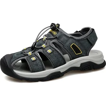 Dámské sandále letní kožené sandály na volný čas Barva: Šedá, Velikost: 46