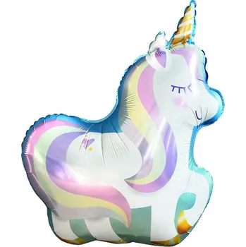 Party dekorace Foliový balonek holografický jednorožec - 80 x 60 cm