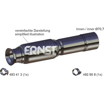 Výfukový systém Flexibilní trubka, výfukový systém ERNST 465083
