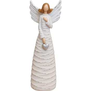Vánoční dekorace Anděl keramický bílý M 21cm 3130055B