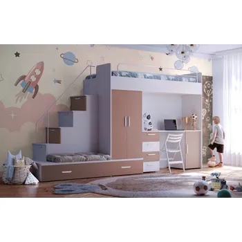 Postel Vyvýšená postel PARADISE 5, Bílá Růžová mat