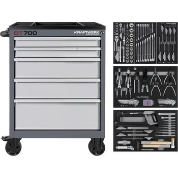 KRAFTWERK Basic Line AKCE KW Dílenský vozík BT700 5 zásuvek + nářadí 5 moduly 173ks COMPLETO EVA Basic Line