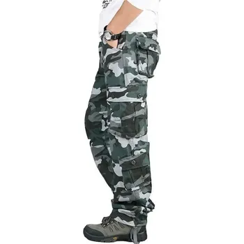 Pánské kalhoty Pánské cargo kalhoty s kapsami a rovným střihem Velikost: 40, Barva (Varianta): Blue camouflage trousers