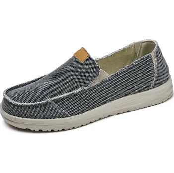 Pánské mokasíny Pánské plátěné mokasíny – lehké prodyšné slip-on boty Barva: Šedá, Velikost: 42