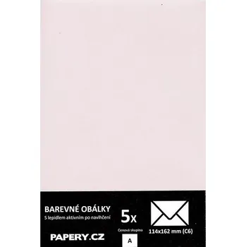 Obálka barevná obálka 114x162 mm PASTELOVÁ RŮŽOVÁ, 5 kusů, 115 gm2, olizová HBLR111