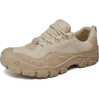 Pánské tenisky Kožené outdoor tenisky – prodyšné boty s protiskluzovou podrážkou Barva: Khaki, Velikost: 39