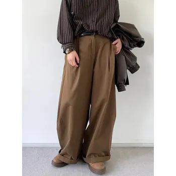 Pánské kalhoty Volné kalhoty – široký střih, boyfriend styl, unisex Velikost: 3XL, Barva (Varianta): F014-Brown