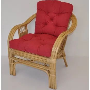 Axin Trading s.r.o. Ratanové křeslo Rio De Janeiro medové - polstr vínový melír