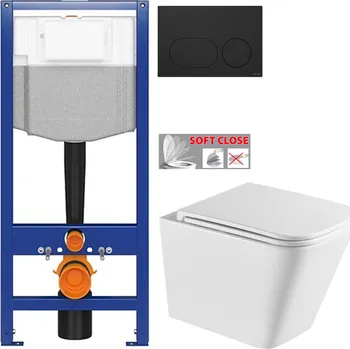 Klozet CERSANIT předstěnový instalační systém s černým tlačítkem K97-0637 + WC INVENA FLORINA WITH SOFT, včetně soft/close sedátka K97-526 0637 FL1
