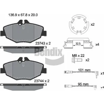 Brzdová destička Sada brzdových destiček, kotoučová brzda BENDIX Braking BPD1126