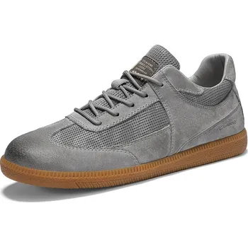 Pánská obuv Kožené pánské tenisky – luxusní prodyšné boty na jaro Barva: Šedá, Velikost: 43