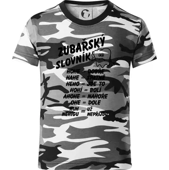 Zubařský slovník - Dětské maskáčové triko - 134 cm/8 let ( Šedý maskáč )