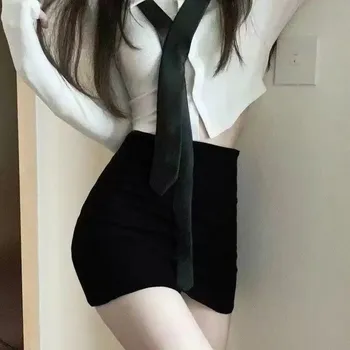 Dámská halenka Dámská halenka a sukně – úzký střih, dlouhý rukáv Velikost: L, Barva (Varianta): Black skirt