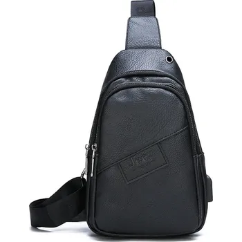 Sportovní batoh Pánský crossbody batoh – kožená přes rameno na každý den Barva: Černá