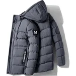 Zimní pánská bunda s kapucí a silnou podšívkou z flísu Barva: Šedá, Velikost: 4XL