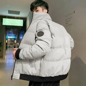 Pánský kabát Pánská zateplená prošívaná bunda s límečkem Barva: Khaki, Velikost: 3XL