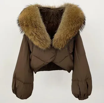 Dámská parka Dámský kabát z přírodní kožešiny – široký líme Velikost: S, Barva (Varianta): brown natural