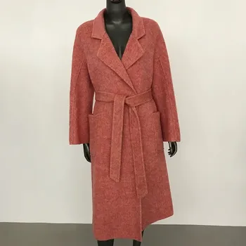 Dámský kabát kašmírový kabát – podzimní styl, dvouvrstvý, elegantní Barva: Červená, Velikost: M