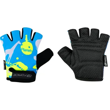 Cyklistické rukavice FORCE PLANETS KID, modro-fluo rukavice vel.XL