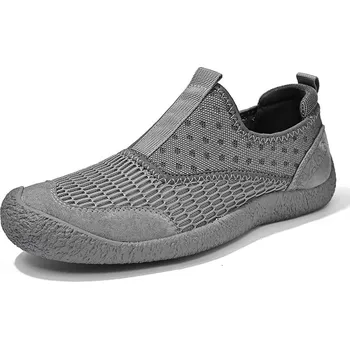 Pánská obuv Pánské prodyšné tenisky – pohodlné síťované pro volný čas Barva: Šedá, Velikost: 44