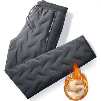 Pánské kalhoty Zimní pánské prošívané kalhoty s flísem a rovným střihem Velikost: XL, Barva (Varianta): Gray [straight]]
