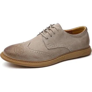 Pánské polobotky Kožené pánské oxfordky s tkaničkami pro volný čas a kancelář Barva: Béžová, Velikost: 43