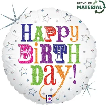 Balónek Fóliový balonek Birthday Greetings bílý – 45 cm