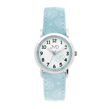 Hodinky Dívčí náramkové hodinky s motivem květiny JVD modré | Odolný silikonový pásek | Přehledný ciferník | Ověřeno 1000+ zákazníky | Hodinky pro děti | Hodinky pro holky | ROMERO quartzový strojek, arabská čísla