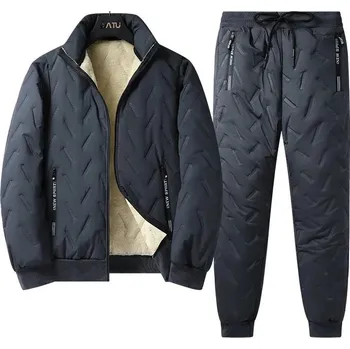 3v1 zimní souprava – zateplená bavlněná bunda a sametové kalhoty Velikost: M, Barva (Varianta): WT01 Gray/ clothes two-piece set