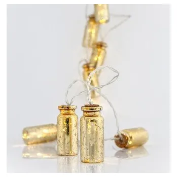 Vánoce Eurolamp LED světelný řetěz se zlatými lahvemi, barva teplá bílá, 10 ks